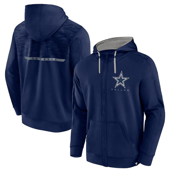 Men's Dallas Cowboys Navy Defender Evo Full-Zip Hoodie